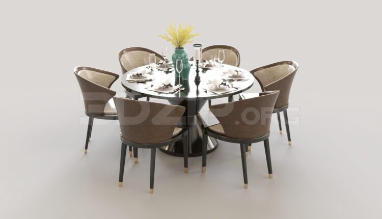 8488. Free 3Ds Max Dining Table And Chair Model Download (2)