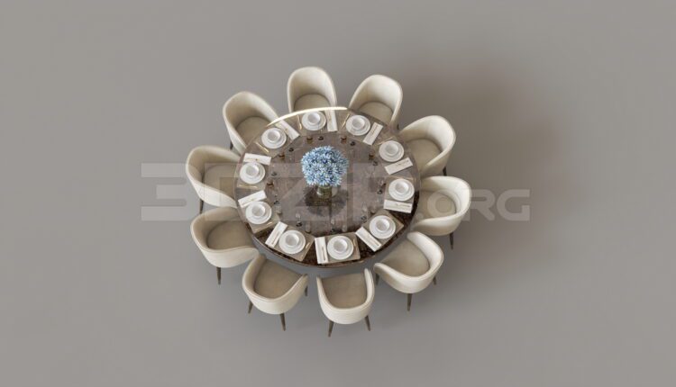 8552. Free 3Ds Max Dining Table And Chair Model Download
