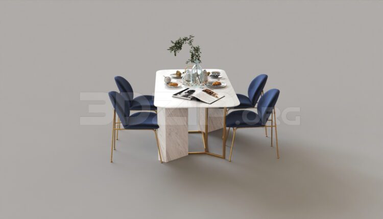 8556. Free 3Ds Max Dining Table And Chair Model Download