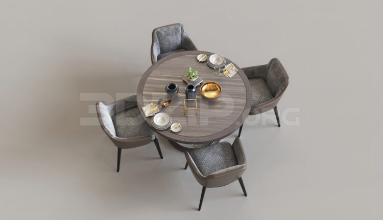 8572. Free 3Ds Max Dining Table And Chair Model Download