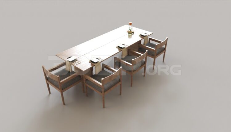 8608. Free 3Ds Max Dining Table And Chair Model Download