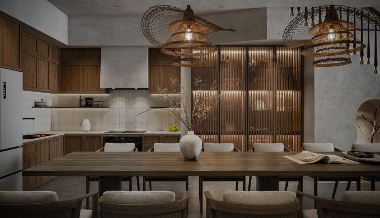 13642. 3Ds Max Living Room – Kitchen Interior Model Download by Phong Nguyen