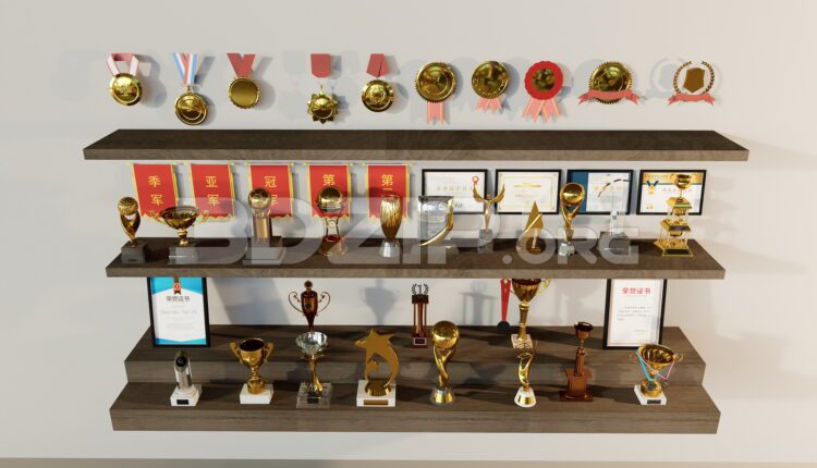 11818. Free download of 3D models of various types of trophies and cups