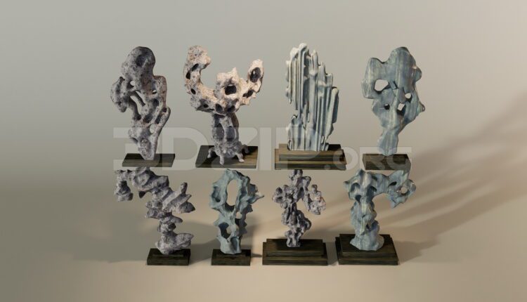 11830. Free download of 3ds Max models of natural stone displays