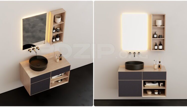 11854. Free 3Ds Max Wash Basin Cabinet Model Download