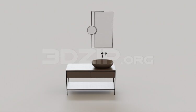 11865. Free 3Ds Max Wash Basin Cabinet Model Download