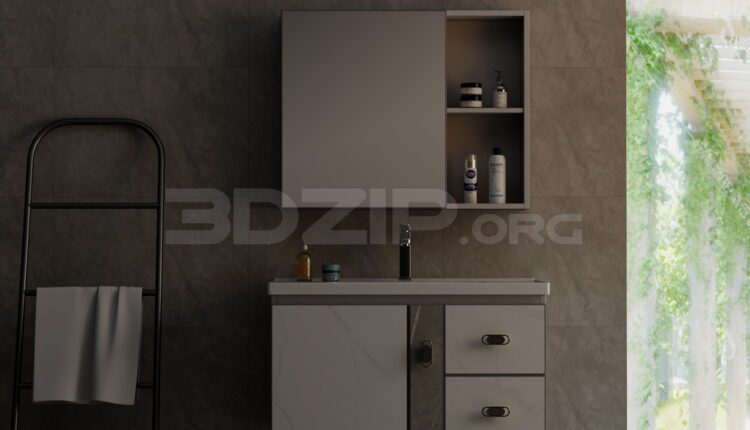 11868. Free 3Ds Max Wash Basin Cabinet Model Download