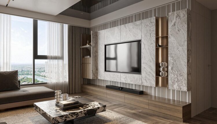13647. 3Ds Max Living Room – Kitchen Interior Model Download by Huy Vuong