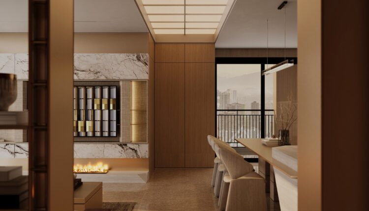 13651. 3Ds Max Living Room – Kitchen Interior Model Download by Nguyen Ngoc Nam