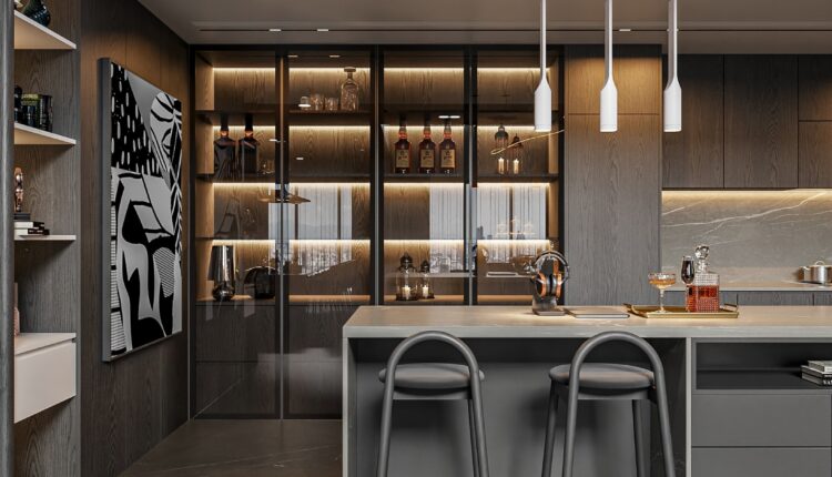 13653. 3Ds Max Living Room – Kitchen Interior Model Download by Nguyen Duy Dong