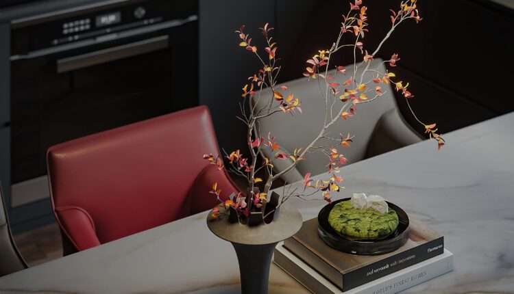 13656. 3Ds Max Living Room – Kitchen Interior Model Download by Phong Nguyen