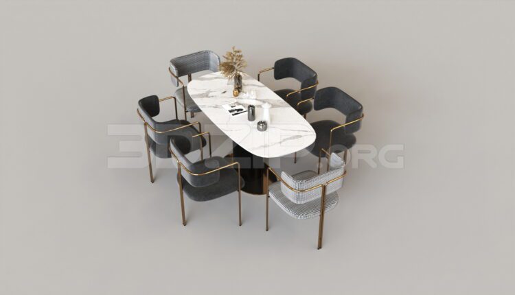 8889. Free 3Ds Max Dining Table And Chair Model Download