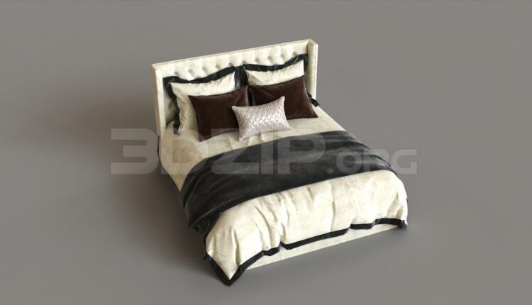 9079. Free 3Ds Max Bed Model Download (1)