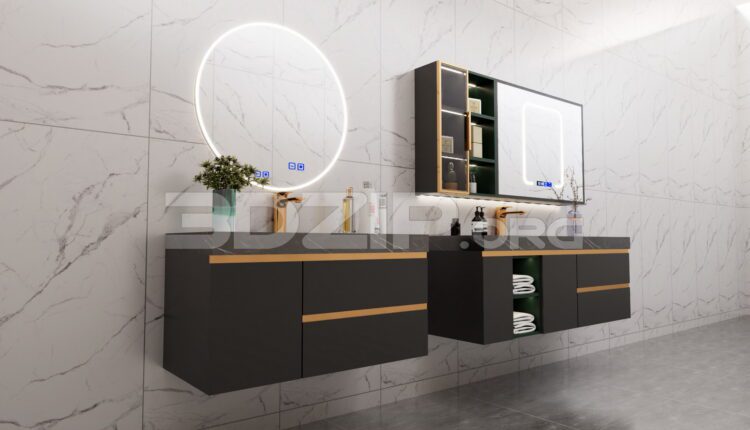 11910. Free 3Ds Max Wash Basin Cabinet Model Download