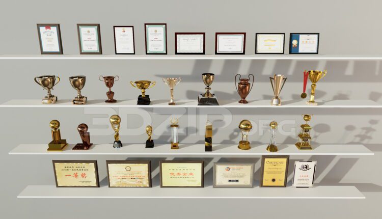 11931. Free download of 3D models of various types of trophies and cups