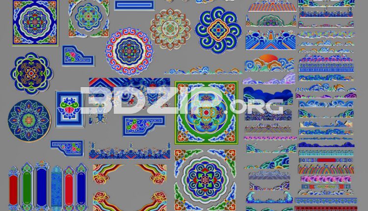 11948. Download Free 3D Traditional Chinese Decorative Patterns Models