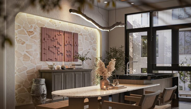 13668. 3Ds Max Living Room – Kitchen Interior Model Download by Kts Nhat Minh