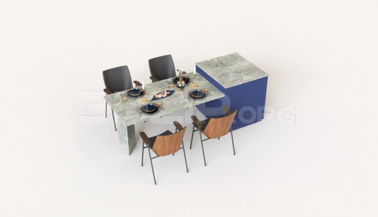 9158. Free 3Ds Max Dining Table And Chair Model Download