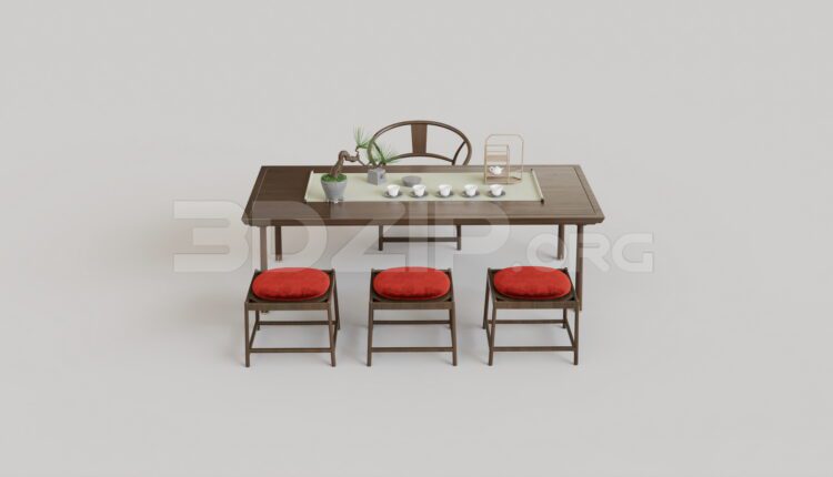 9195. Free 3Ds Max Tea Table and Chair Model Download