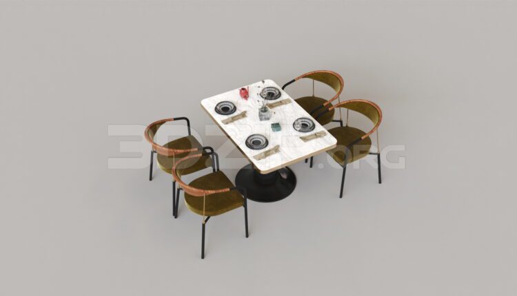 9333. Free 3Ds Max Dining Table And Chair Model Download