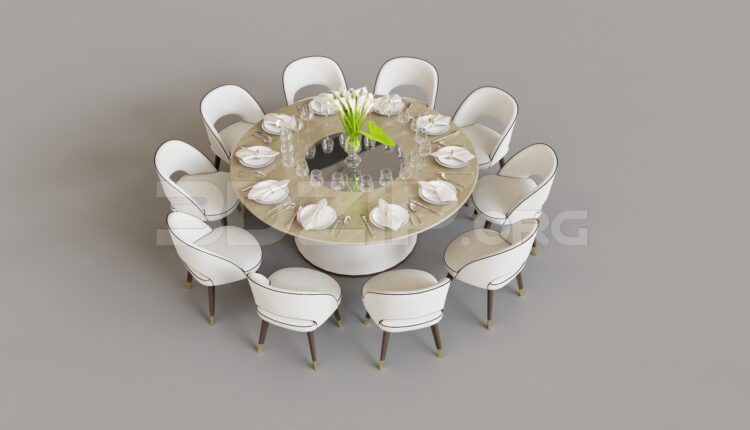 9345. Free 3Ds Max Dining Table And Chair Model Download
