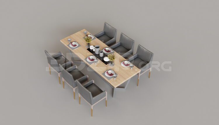 9358. Free 3Ds Max Dining Table And Chair Model Download
