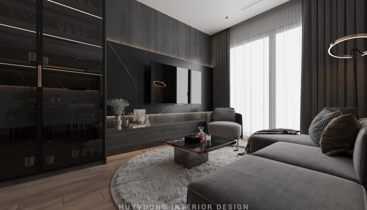 13675. 3Ds Max Living Room – Kitchen Interior Model Download by Huy Vuong