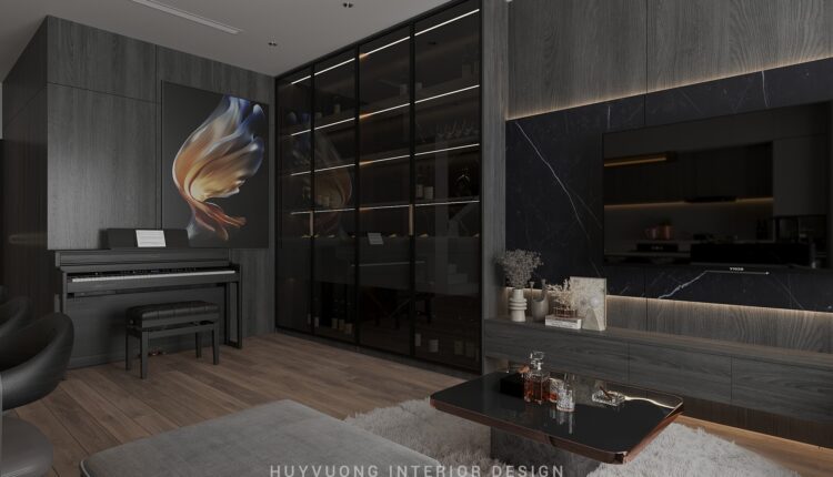 13675. 3Ds Max Living Room – Kitchen Interior Model Download by Huy Vuong