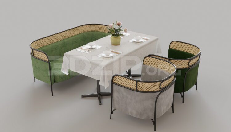 9436. Free 3Ds Max Dining Table And Chair Model Download
