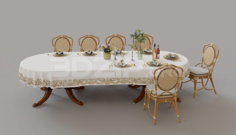 9437. Free 3Ds Max Dining Table And Chair Model Download
