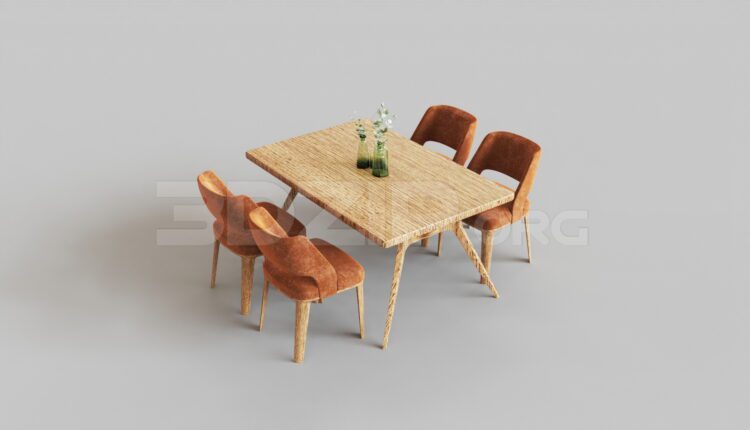 9527. Free 3Ds Max Dining Table And Chair Model Download
