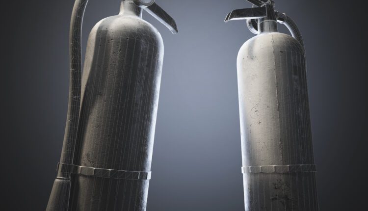 Free 3D Game-ready Fire Extinguisher Model from AndrewAlexArt