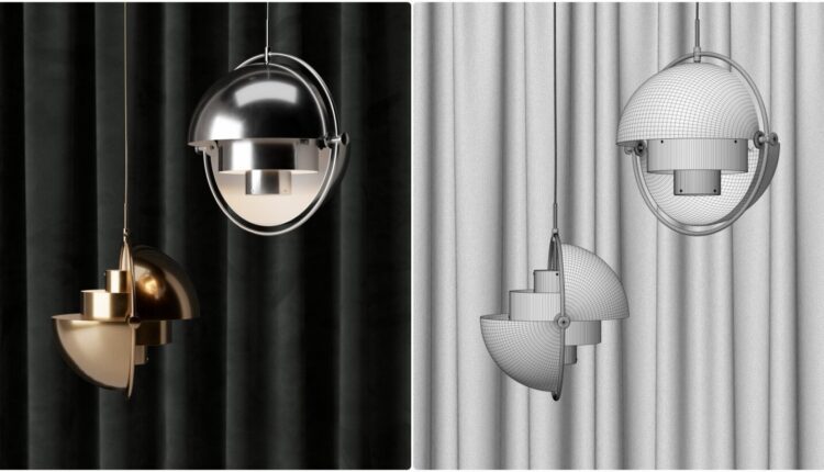 Free 3D Gubi Multi-Lite pendant lamp (Cinema 4D + Corona) from Angelo Ferretti