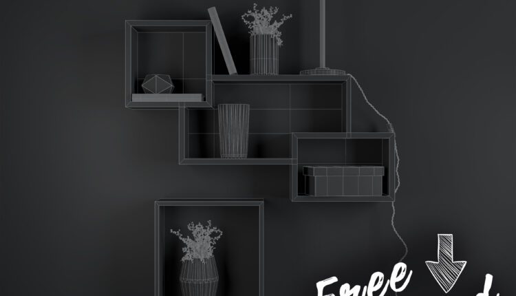 Free 3D Model Small Decorative Bookshelf by Exorbitart.shop