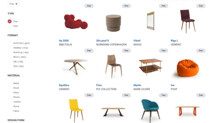 Free BIM Objects and 3D Models of furniture by Bimarium