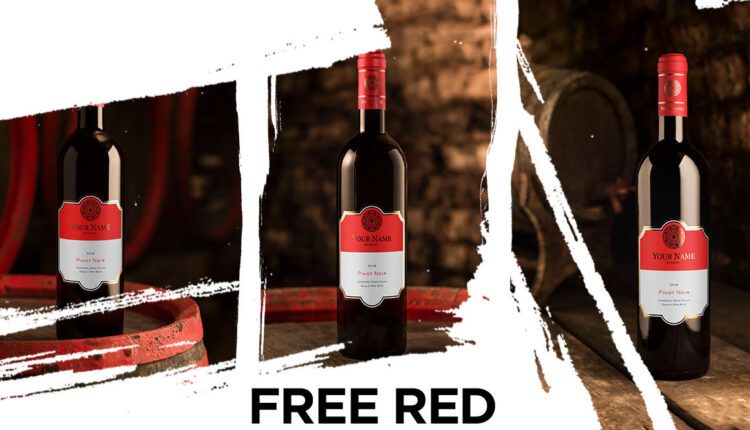 Free wine mockup – bordeaux red Download by Denes Demeter