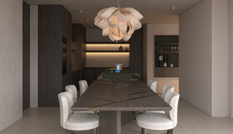 13686. 3Ds Max Living Room – Kitchen Interior Model Download by Do Toan