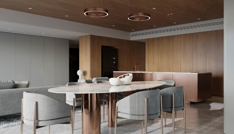13692. 3Ds Max Living Room – Kitchen Interior Model Download by Dung Le