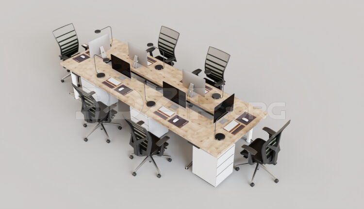 15093. Free 3Ds Max Office desk and chairs Model Download
