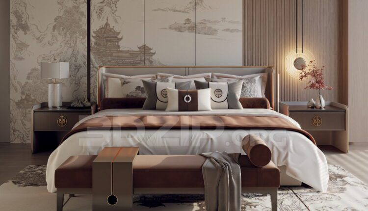 13738. Free 3ds Max Bedroom Interior Model Download (1)