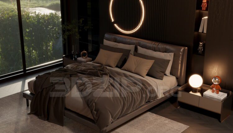 13752. Free 3ds Max Bedroom Interior Model Download (1)