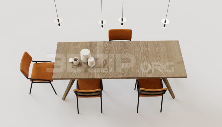 15313. Free 3Ds Max Dining Table And Chair Model Download