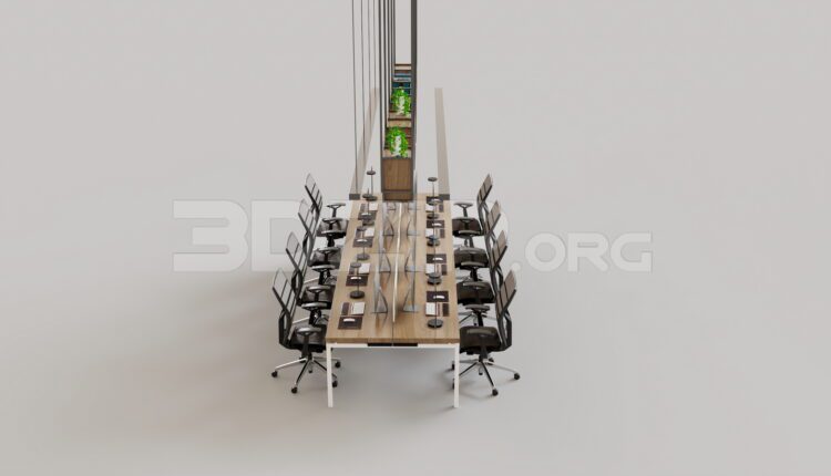 15319. Free 3Ds Max Office desk and chairs Model Download