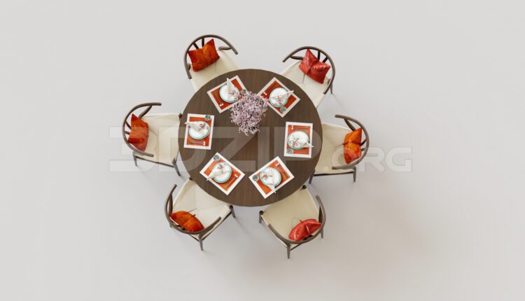 15334. Free 3Ds Max Dining Table And Chair Model Download