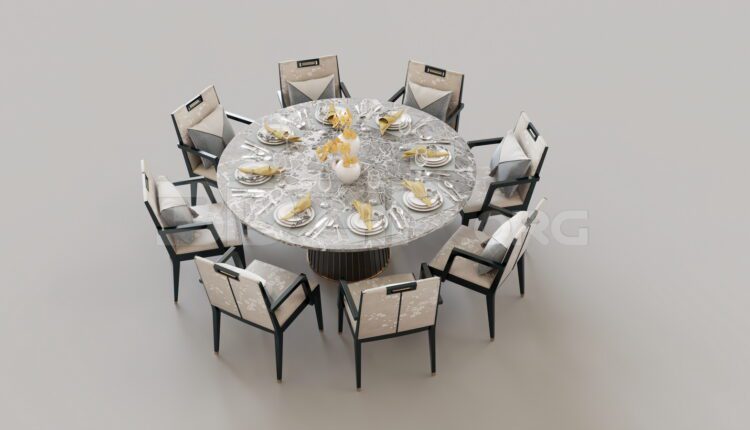 15346. Free 3Ds Max Dining Table And Chair Model Download