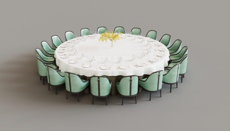 15383. Free 3ds Max Dining Table And Chair Model Download (2)