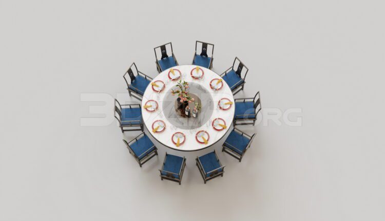 15397. Free 3ds Max Dining Table And Chair Model Download (2)