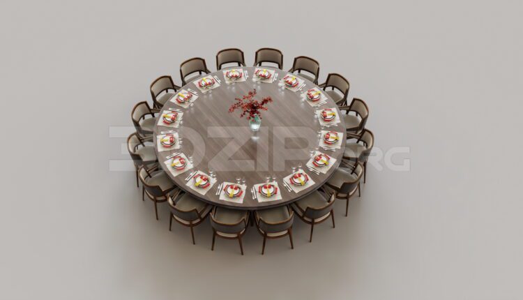15401. Free 3ds Max Dining Table And Chair Model Download (1)