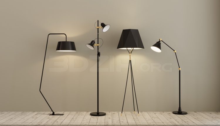 11964. Free 3ds Max Floor Lamp Model Download (1)