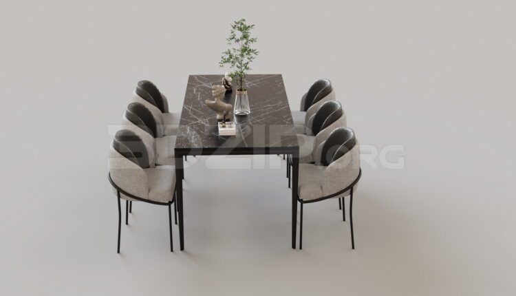 15472. Free 3ds Max Dining Table And Chair Model Download (1)